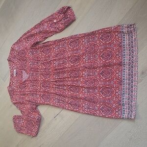 Lucky Brand Mitchell Border Print Dress Women's sz M Country/Boho Floral Dress